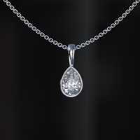 Pendentif en moissanite poire plaqué rhodium avec chaîne torsadée en or 14 carats, certifié IGI, sans conflit, luxe chrétien, clarté VS/SI G