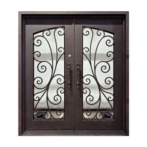 Puerta principal de hierro forjado estilo real – Diseño moderno, revestimiento resistente al agua y al óxido, fácil de montar, apta para uso en exteriores - Product Image 1