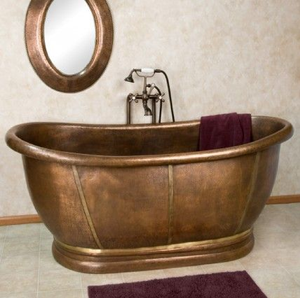 Baignoire double luxueuse nickelée avec revêtement extérieur en mosaïque et base en cuivre, disponible à prix de gros. - Product Image 5