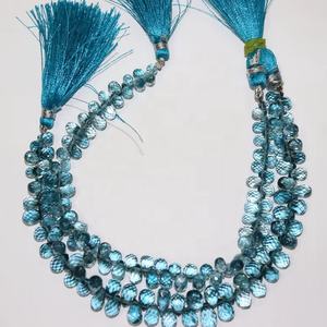 Cuentas Rondelle facetadas de Topacio Azul Londres Natural 4*6-5*8mm 8 pulgadas cuentas de Briolette de Topacio azul para la fabricación de joyas - Product Image 1