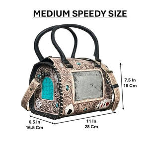 Bolsos de Viaje de Cuero Vacuno con Diseño Personalizado, Bolsos Medios Tipo Speedy, Nuevos Bolsos de Viaje con Diseño de As de Picas y Estampado Floral para Mujer, Venta al Por Mayor - Product Image 2