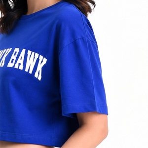 Custom Women's <b>Crop</b> <b>Top</b> Premium Crew Neck Short Sleeve Letter Print Loose Fit Casual Stretch Breathable Comfortable For <b>Crop</b> <b>Top</b> - Product Image 1