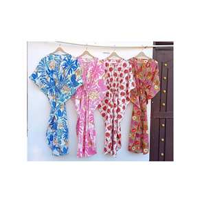 Kaftan floral violet pour femme, robe longue décontractée à manches courtes, style indien, paréo de plage naturel, tenue de nuit, cache-maillot de bain - Product Image 5