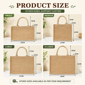 Sac fourre-tout en jute naturel en gros avec soufflet et fermeture à bouton pour emballage de détail, shopping, personnalisation OEM - Product Image 5