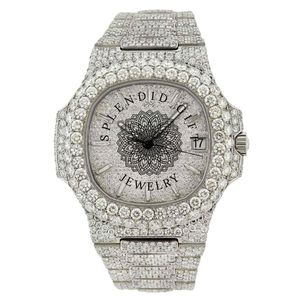 Reloj de Diamantes con Caja Plateada, Correa de Moissanita, Movimiento de Cuarzo Analógico, Esfera de Cristal de Zafiro de 28 mm y Cierre Oculto, un Splendid Regalo de Joyería - Product Image 5