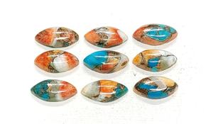 Pierre précieuse de qualité supérieure, turquoise cuivrée, forme marquise, cabochon, 16*8 mm, 14*7 mm, 100% naturelle, pour la création de bijoux - Product Image 3