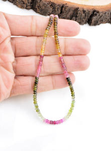 Perles de tourmaline naturelle multicolores de 3 mm à 4 mm, perles de pierres précieuses naturelles pour la création de bijoux fins. - Product Image 3