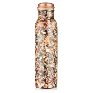 Bouteille d'eau en cuivre de haute qualité, best-seller, avec autocollant floral multicolore imprimé, caractéristiques thermiques pour la salle de sport et les activités de plein air - Product Image 1