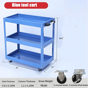 Carrello Portautensili a 3 Ripiani in Acciaio Resistente con Ruote e Chiusura di Sicurezza per Organizzazione in Cucina e Officina - Product Image 4