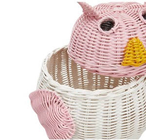 Panier de rangement en forme de hibou mignon, en rotin naturel, tissé à la main, mini organisateur pour la décoration de la maison - Product Image 3