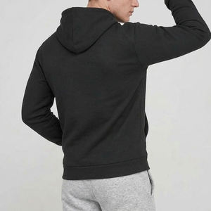Men's Black Hooded Sweatshirt 100% Cotton Fleece Regular Fit Solid Color Casual Autumn Wear - Product Image 4