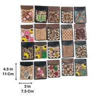 Cartera de cuero de vaca con diseño de girasol a la moda, tarjetero de estilo occidental, cuero mecanizado a mano, RFID, monedero delgado para tarjetas de crédito para Unisex