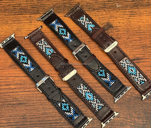 Factory Wholesale Handmade Genuine Leather Beaded <b>Watch</b> Bands for Women's Cowhide Leather Strap with Quick Release Spring Bars - Product Image 6