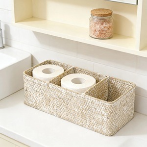 Seagrass <b>basket</b> divided into 3 compartments Handmade <b>Storage</b> <b>Basket</b> Wholesale eco-friendly Made in Vietnam - Product Image 4