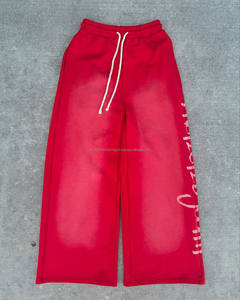 Pantalon de survêtement évasé vintage délavé à l'acide pour homme Logo personnalisé Baggy en coton empilé Pantalon de survêtement léger et surdimensionné - Product Image 3