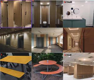 Amywell Wood Texture Waterproof 12mm Hpl Panel <span class=keywords><strong>Tablero</strong></span> fenólico compacto para paneles de partición de inodoro - Product Image 4