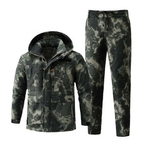 Ensemble de vêtements RICSA en polaire thermique pour la chasse en plein air en hiver, veste et pantalon chauds et respirants en polyester/coton pour la randonnée et le camping pour hommes - Product Image 1