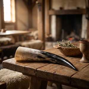 Corne à boire polie de style médiéval avec support, coupe de banquet viking, corne de vache véritable, idéale pour la bière et le vin - Product Image 2