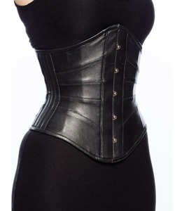 Women's Goth <b>Punk</b> Plus-Size Zipper Leather Lace Corset Shapewear Hip Enhancer Satin Fabric Quick Dry Firm Control Seamless - Product Image 1