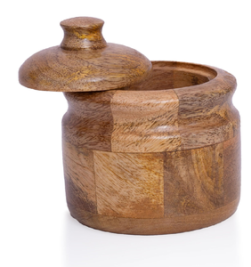 ชุดกระปุกน้ำตาลและกาแฟไม้ผิวเรียบพร้อมฝาและช้อน ดีไซน์ทันสมัย - Product Image 1