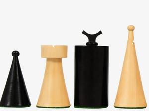 Pions d'échecs Art Déco de luxe, lourds, 3,8 cm, en bois d'ébène et de buis, au meilleur prix - Product Image 6