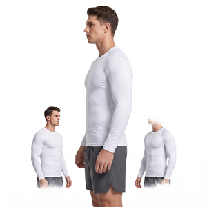 Camiseta de compresión de manga larga para hombre al por mayor, OEM personalizada, en blanco, protección UV, licra, ropa deportiva para surf y BJJ, estampada - Product Image 3
