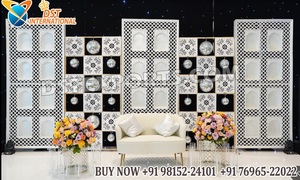 Telón de Fondo para Escenario de Boda al Aire Libre con Marcos de Espejo Estilo Mughal, Impresionantes Paneles de Arco de Espejo para Bodas de Destino - Product Image 4