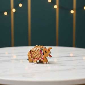 Porte-clés éléphant miniature en bois écologique de haute qualité, fait main, motif animal mignon, avec anneau métallique robuste, idéal pour les entreprises - Product Image 2