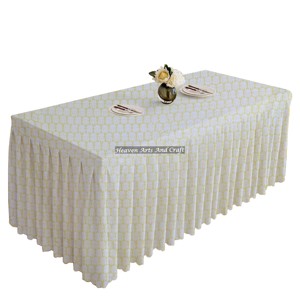 New Hand Block Printed Cotton Traditional <b>Rectangle</b> Dinning Pleated Table Cloth For Wedding Events Home Party And Home Decor - Product Image 2