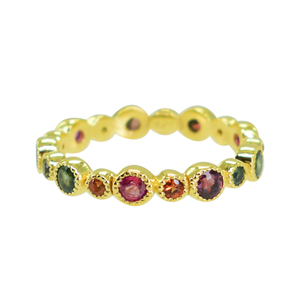 Anillo de eternidad tradicional de alta calidad en plata de ley 925 chapado en oro amarillo con gema de zafiro azul para mujer, joyería fina. - Product Image 5