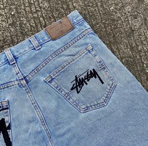 Pantalones Cortos de Mezclilla para Hombre, Estilo Urbano, con Estampado Personalizado, Desgastados, Vintage, Transpirables, Resistentes al Viento, con Parches, Estilo Holgado - Product Image 4