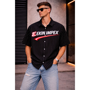 เสื้อเชิ้ตแขนสั้นคอจีนสไตล์ลำลองคุณภาพสูงสำหรับผู้ชาย ยี่ห้อ Ekin Impex เหมาะสำหรับฤดูร้อน ติดกระดุม ผลิตจากโพลีเอสเตอร์ 100% - Product Image 3