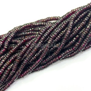 Natural Red Garnet Smooth Heishi Beads Loose Gemstone Beads Strand 4-4.5MM Garnet Beads Aaa Garnet Beads For Jewelry Making Bulk - Product Image 2