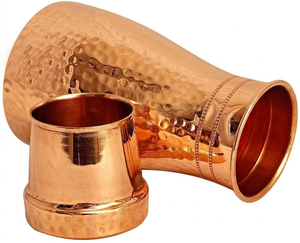 Pure Copper Water <b>Bottle</b> Set Ayurvedic Health Benefits Leak Proof Copper Vessel Yoga Gym Sport Hammered & Printed Copper <b>Flask</b> - Product Image 4