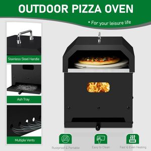 Forno per Pizza esterno a legna 4 in 1 staccabile a 2 strati con griglia da cucina e pietra per Pizza - Product Image 4