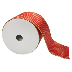 <b>Christmas</b> Striped Sequined Glitter Decorative 100% Polyester 2.5''x5'' <b>Ribbon</b> - Product Image 2
