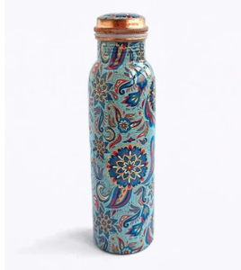 Copper <b>Water</b> <b>Bottle</b> American Style Portable with Lid Travel Use EUROHOME INTERNATIONAL - Product Image 1