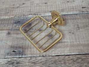 Support mural rectangulaire en fil doré pour savon, porte-savon en métal classique en laiton, organiseur de savon de douche, accessoire de quincaillerie - Product Image 1