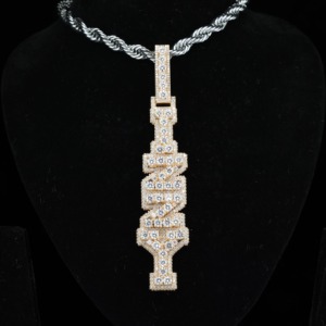 Vertical Letter Iced Out Custom Moissanite Name <b>Pendant</b> Hip Hop Two Tone <b>Initial</b> Letter 925 <b>Silver</b> GRA Certified Diamond <b>Pendant</b> - Product Image 6