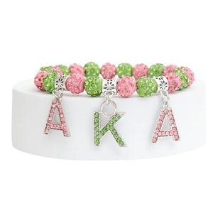 Pulsera de Letras Brillantes Rosa y Verde para Mujer, Pulsera de Cuentas con Dijes, Joyería de Moda, Pulsera de Perlas Coloridas, Accesorio de Regalo Casual - Product Image 2
