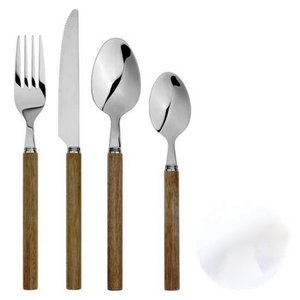 Ensemble de couverts minimalistes écologiques et durables en acier inoxydable, fourchette, couteau, cuillère, manche noir, passe au lave-vaisselle, vaisselle de mariage - Product Image 5