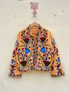Handmade 100% Cotton Velvet Suzani Kimono Jacket | Autumn/Winter Breathable Eco-Friendly Quick Dry Anti-Wrinkle Quilted O-Neck - Product Image 5