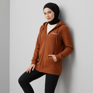 Ropa Deportiva Transpirable y Modesta para Mujeres Musulmanas, Sudadera Larga con Cremallera Completa, Corte Holgado, Cómoda para Uso Diario, Entrenamiento y Viajes - Product Image 1