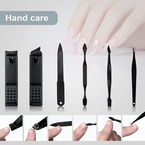 Kit de beauté 15 pièces, couleur noire, coupe-ongles, ciseaux, limes à ongles, ensemble de manucure professionnel avec étui en cuir - Product Image 3