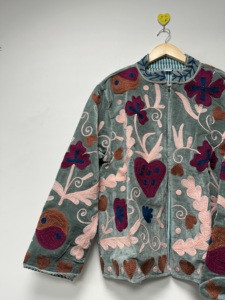 Premium Bohemian Suzani <b>Velvet</b> Bomber Jacket <b>Women</b> Handmade Floral Embroidered Winter Regular Reversible Eco-Friendly Stylish - Product Image 4