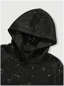เสื้อฮู้ดดี้โอเวอร์ไซส์ปักคริสตัลโลโก้แบบกำหนดเอง ประดับด้วยคริสตัลวิบวับทั่วตัว สไตล์วินเทจสีดำ เสื้อฮู้ดดี้สตรีทแวร์ ผู้ผลิตแบบ OEM - Product Image 4