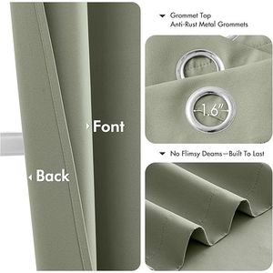 Tende Oscuranti Termoisolanti Verde Salvia da 160 cm, 2 Pannelli per Camera da Letto e Soggiorno, Tende Oscuranti Solide per Oscurare la Stanza - Product Image 2