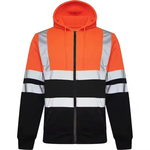 <b>Reflective</b> High Visibility Hooded Safety <b>Jacket</b> Canvas Waterproof Breathable for <b>Men</b> with Night Vision Front Logo Safety <b>Jacket</b> - Product Image 5