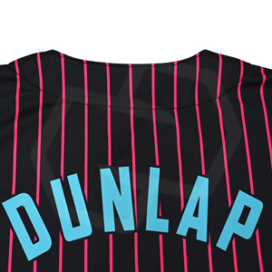 Maillot de baseball unisexe personnalisable en gros, écologique, noir et rose rayé, à manches courtes, entièrement boutonné, anti-humidité - Product Image 5