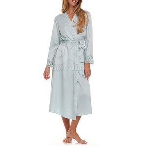 Peignoir en soie de luxe pour femme, robe de chambre en satin doux, vêtements de nuit personnalisés, tenue d'intérieur, vente en gros en usine - Product Image 4